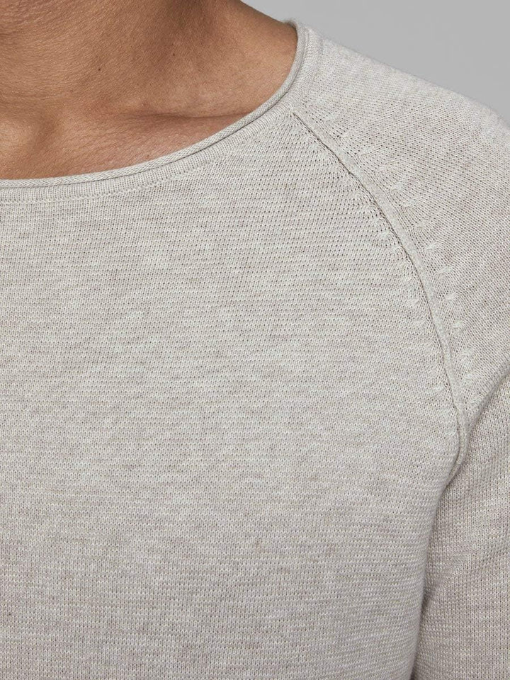 JACK & JONES Male Strickpullover mit Rundhals Einfarbig Strickpullover mit Rundhals XL Elfenbein (Oa