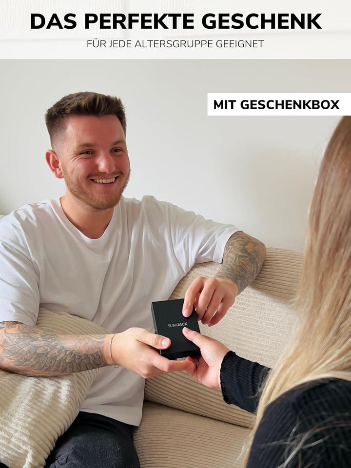 SLIMJACK Smart Wallet mit Münzfach - Kreditkartenetui mit RFID-Schutz - Geldbeutel für Herren - Alum