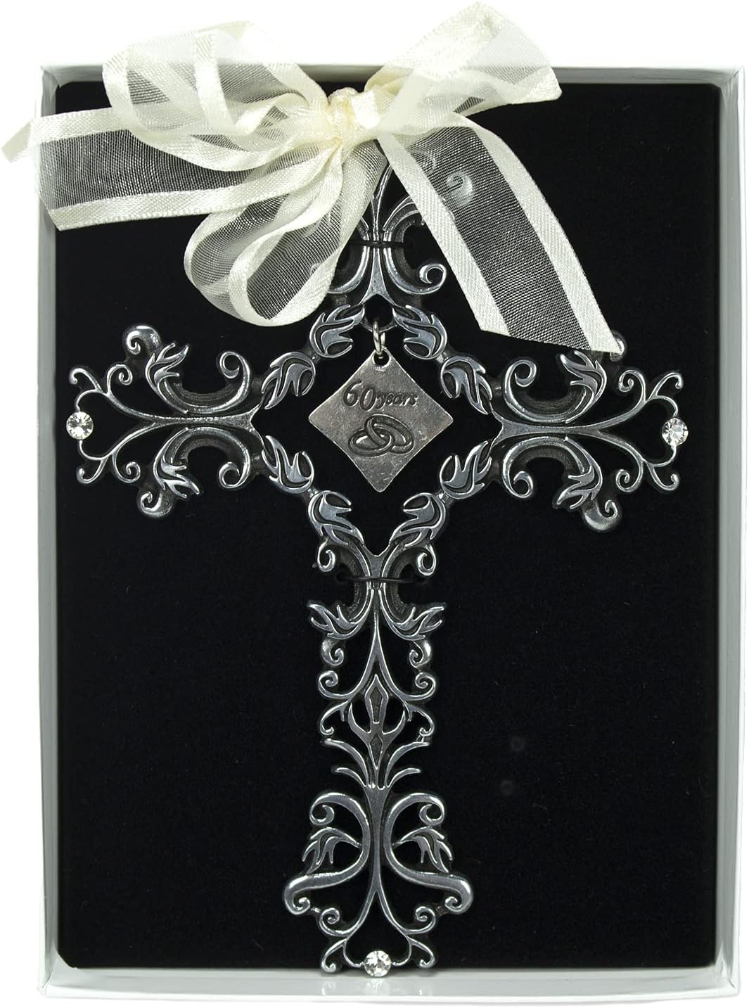 Cathedral Art Wandkreuz zum 60. Hochzeitstag, 12,7 cm hoch, Metall, Silber, One Size 60. Jahrestag,