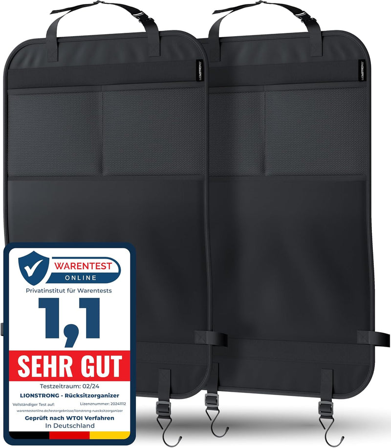 LIONSTRONG® Auto Organizer Kinder Rücksitz [wasserdicht] - Rückenlehnenschutz Auto Kinder - Autositz