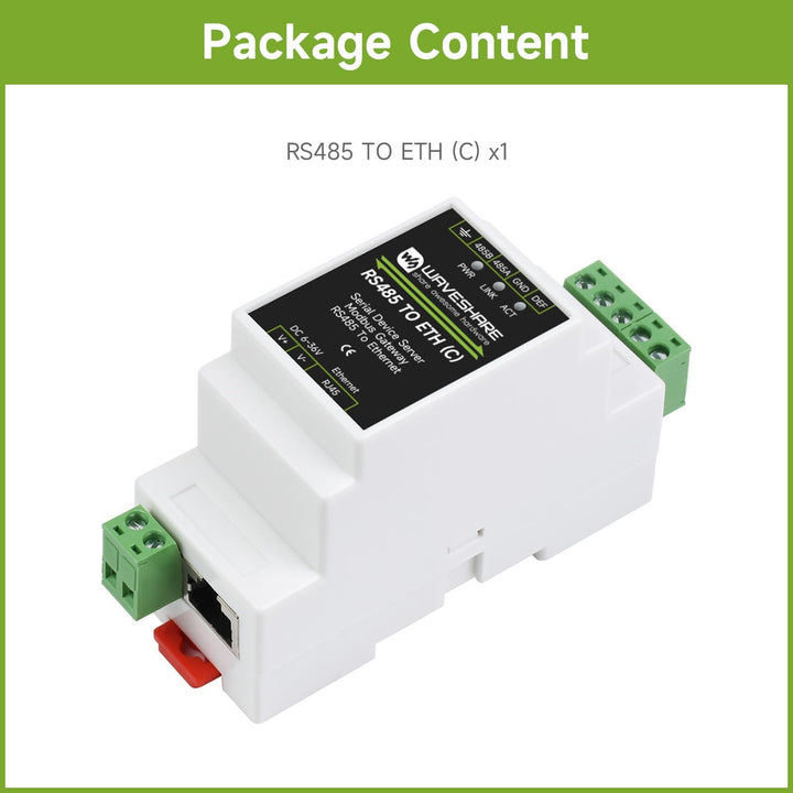 Wveshare Industrial Serial Server Isolation RS485 to RJ45 Ethernet Module TCP/IP to Serial Module Ra