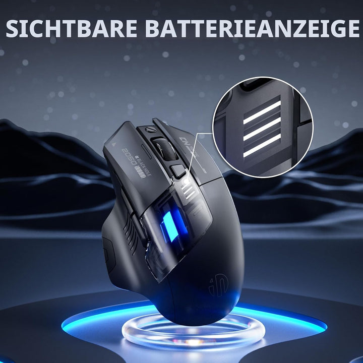 inphic A9 Explorer Bluetooth Maus, Dual-Mode Bluetooth 5.0/2.4G Maus kabellos Aufladbar, 2400 DPI, R
