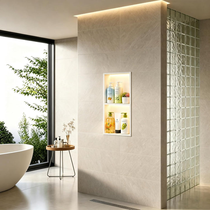 wandnische dusche mit led mit 3 Farbtemperaturen,weiss, Weiss