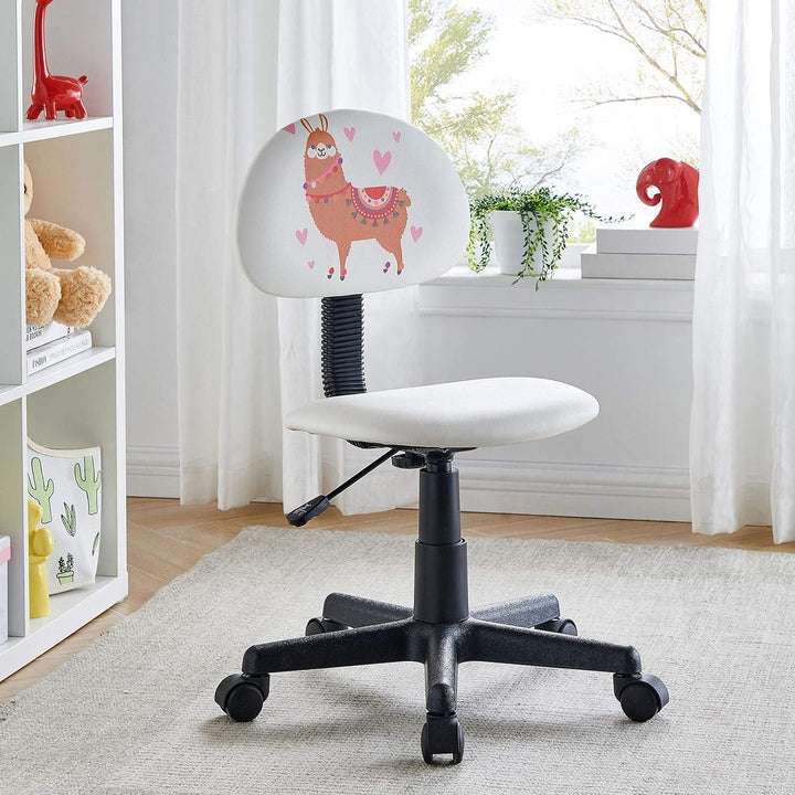 CARO-Möbel Kinderdrehstuhl Alpaca in weiss mit Lama Motiv Schreibtischstuhl Drehstuhl für Kinder höh