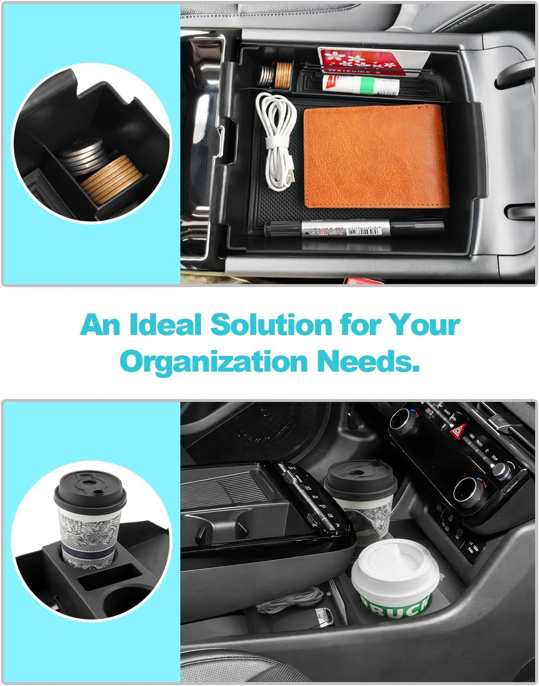 CDEFG [2 Stück] Kompatibel mit Hyundai Tucson NX4 2025 2026 Facelift Mittelkonsole Organizer + Armle
