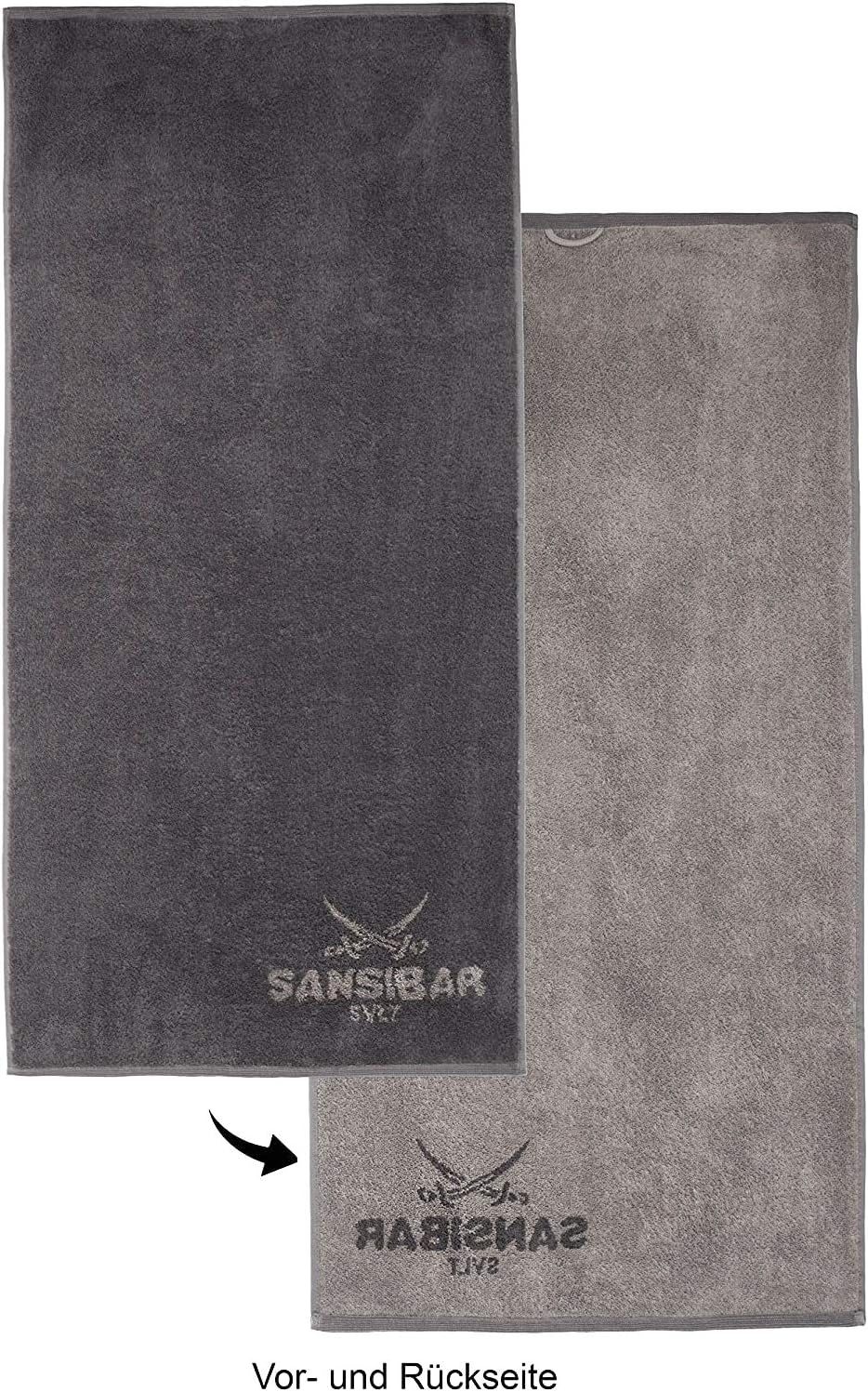 Sansibar Handtuch 2er Set 50x100 cm 100% Baumwolle Doubleface Frottiertuch Zweifarbig Anthrazit/Taup