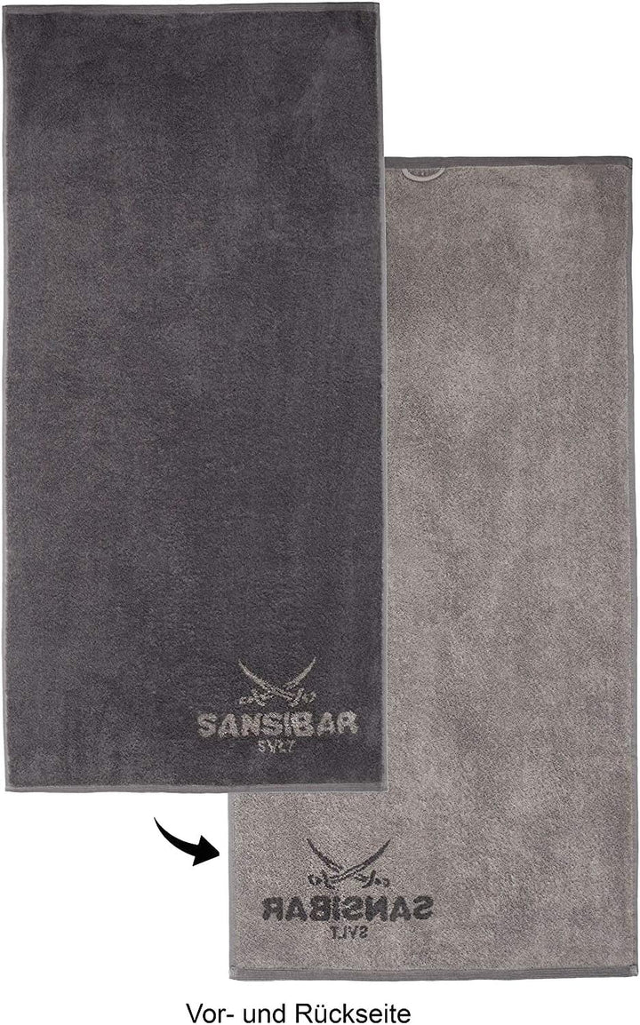 Sansibar Handtuch 2er Set 50x100 cm 100% Baumwolle Doubleface Frottiertuch Zweifarbig Anthrazit/Taup