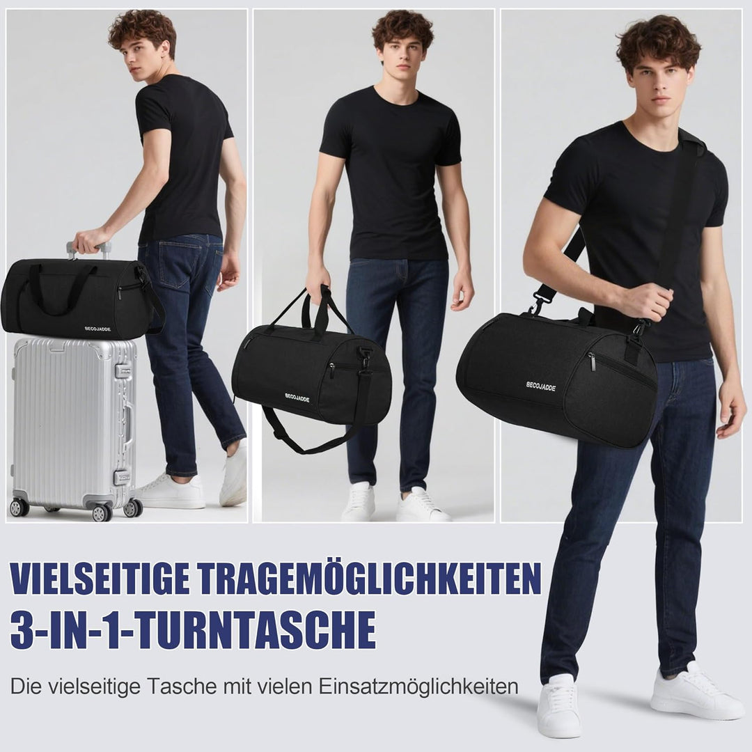 Sporttaschen für Damen und Herren, 25L Reisetasche Duffel Bag Übernachtungstasche mit Schuhfach &amp; Na