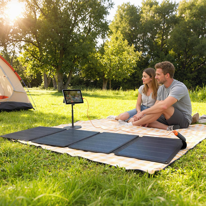 HOMCOM Faltbares Solarpanel 36W 13,2V Tragbares Outdoor Solarladegerät mit USB-A, Typ-C Tragetasche