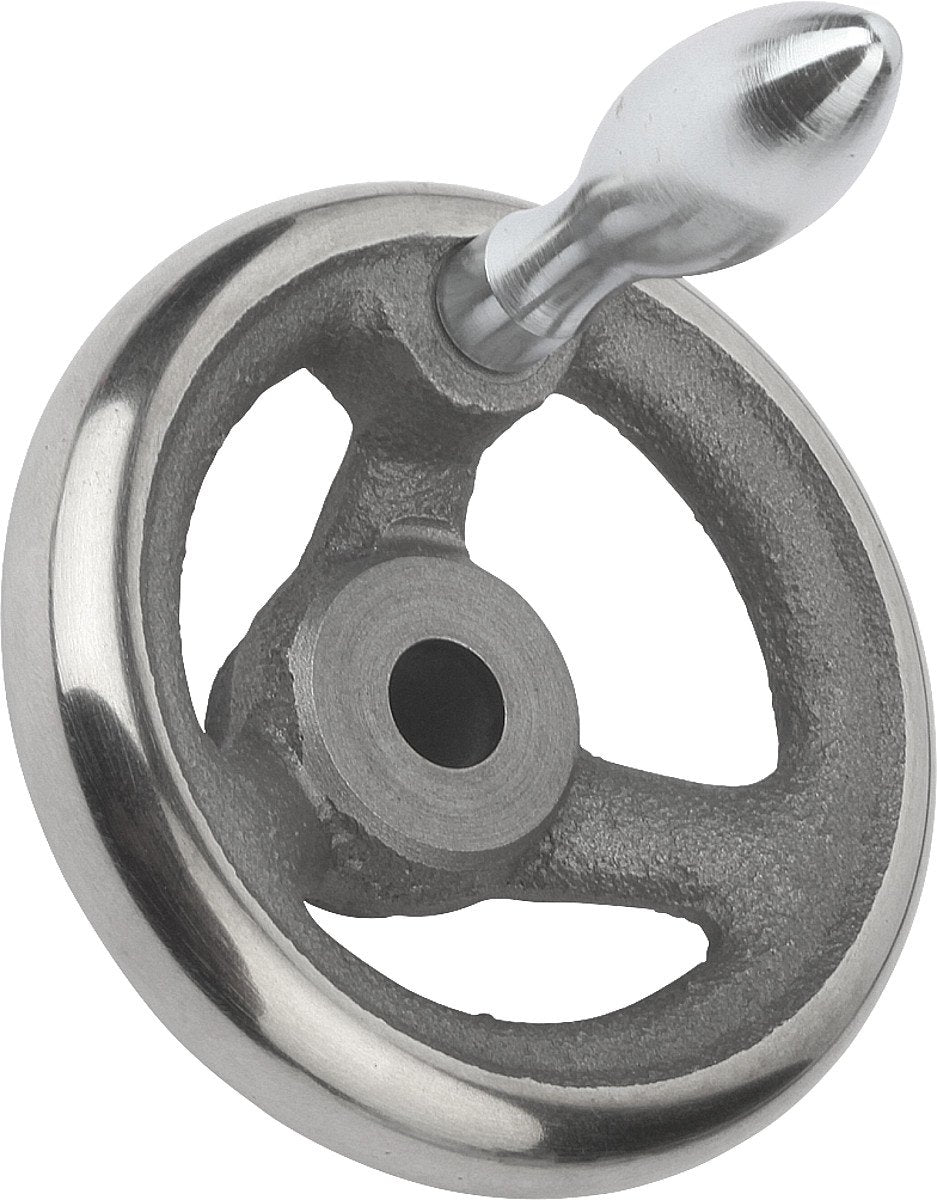 KIPP – Bedienteile | Normelemente K0671.2160X16 Handrad ohne Nut Grauguss, Komp:Stahl, D2=16, D1=160