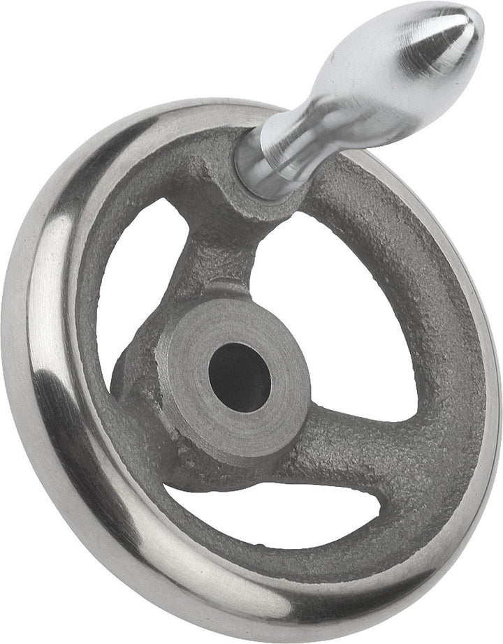 KIPP – Bedienteile | Normelemente K0671.2160X16 Handrad ohne Nut Grauguss, Komp:Stahl, D2=16, D1=160