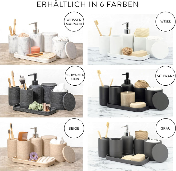zccz Schwarzes Badezimmer-Zubehör-Set 6-teilig – Badezimmer-Organizer mit Zahnbürstenhalter, Lotions