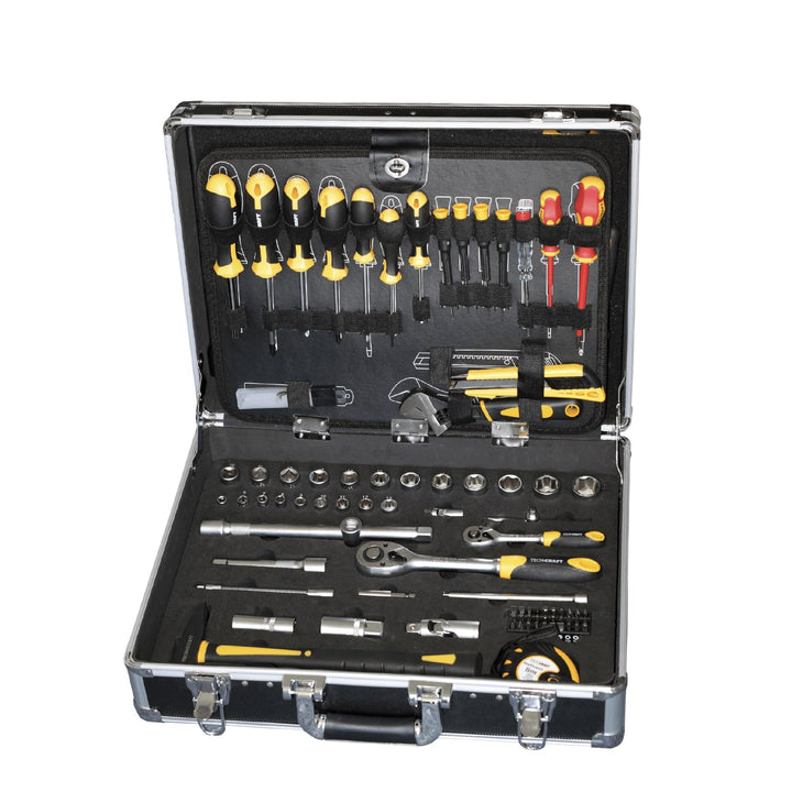 Werkzeugkoffer 130 tlg. | Heimwerker-Set | Werkzeugkasten aus Aluminium | Werkzeugtasche | Werkstatt