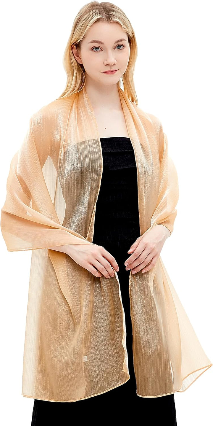 Gragengs Damen Schals und Wraps für Abendkleider Leichte Sheer Crepe Tücher Shimmer Hochzeit Party S