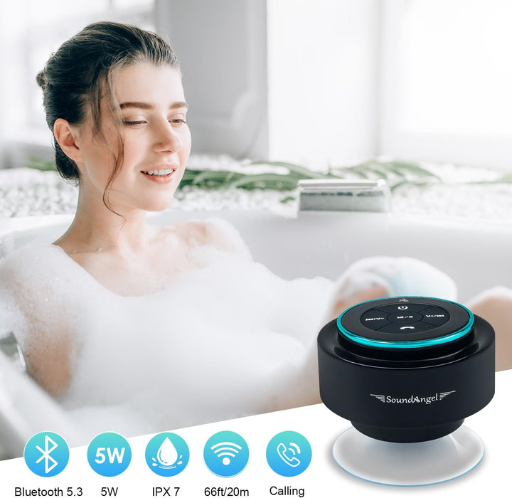 Xleader Dusche Bluetooth Lautsprecher Klein Musikbox, Wasserdicht Bluetooth Lautsprecher mit Saugnap