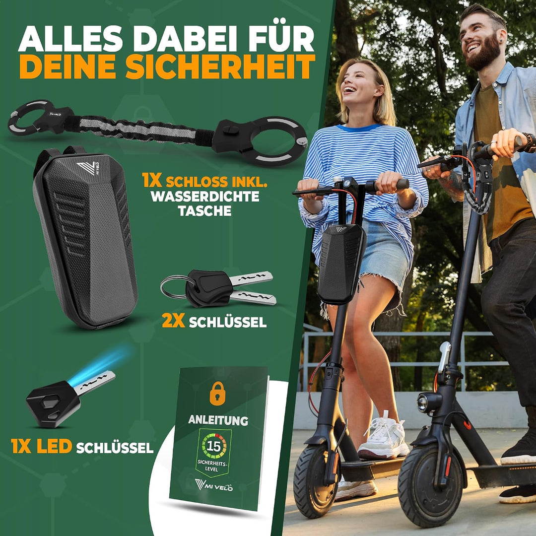 MIVELO E-Scooter Schloss extra sicher - Kettenschloss I Handschellenschloss für Elektroroller I Fahr