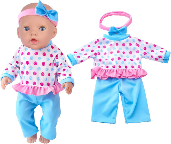 4 Sets Kleidung und Zubehör für Puppen 35-45 cm und 14-18 Zoll - Enthält Overall, Oberteil, Hose, Hu