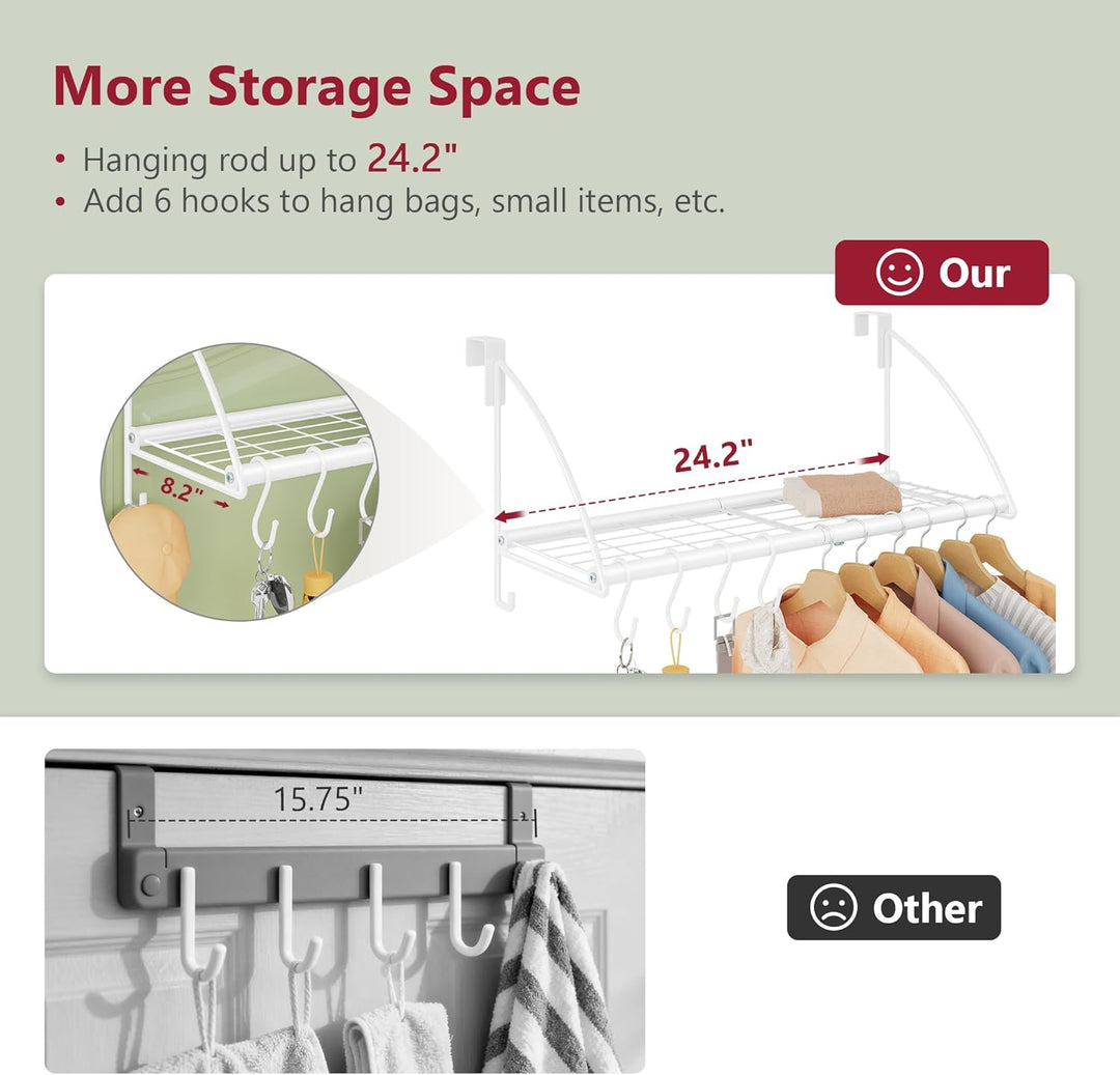Tajsoon Türgarderobe mit Ablagerung und 6 Haken (Weiβ, 61.5CM) Weiss 61.5CM, Weiss 61.5CM