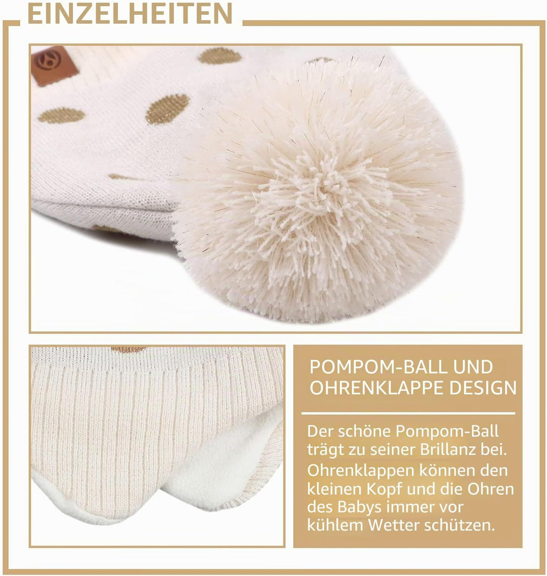 XIAOHAWANG Baby Strickmütze Winter Babymütze Junge Warme Kindermütze Junge Beanie Mütze Dicke Winter