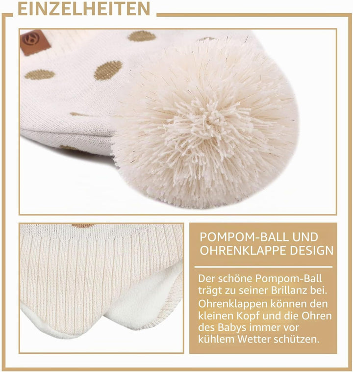 XIAOHAWANG Baby Strickmütze Winter Babymütze Junge Warme Kindermütze Junge Beanie Mütze Dicke Winter