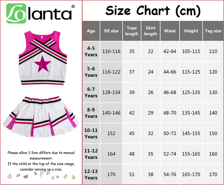 LOLANTA Mädchen Karneval Kostüm, Cheerleader kleid mit Pompoms und Socken, Mittelschule Cheerleading