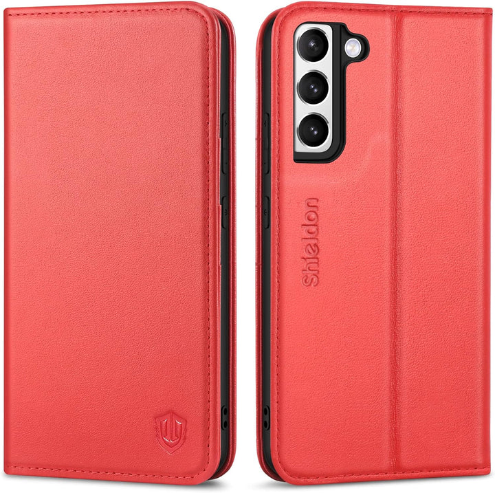 SHIELDON Galaxy S22+ Plus 5G Hülle Stossfeste Handyhülle [Erstklassig Echtleder] [Kartenfach] [Lifet