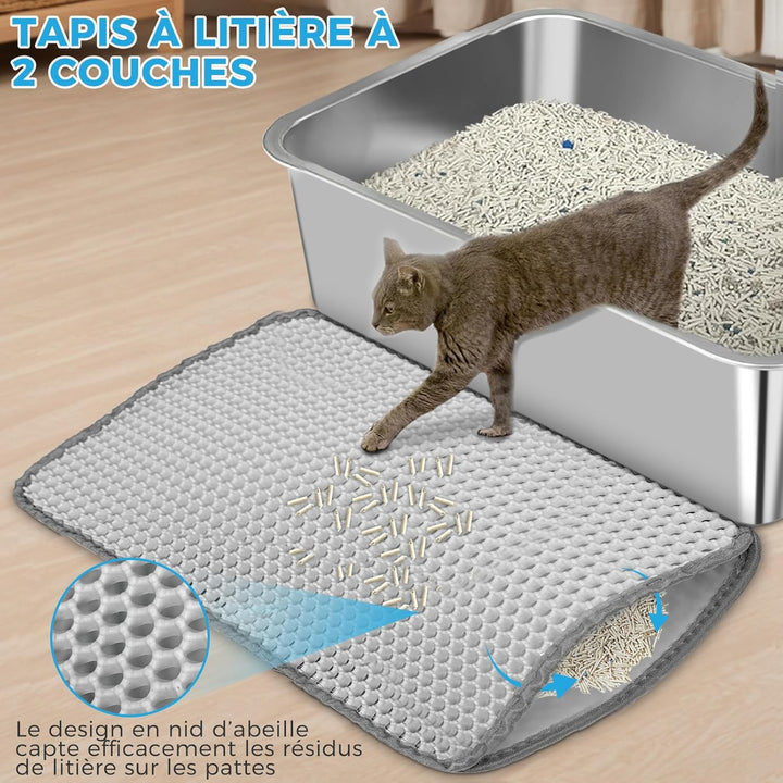Lohofrnny Edelstahl Katzentoilette, 50×35×10cm Katzenklo Geruchsfrei, Katzentoilette Offen für Kanin