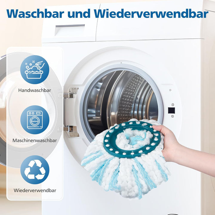 4 Stück Ersatzkopf Kompatible mit Leifheit CLEAN Twist Disc Mop Ergo/Leifheit CLEAN Twist Disc Mop M