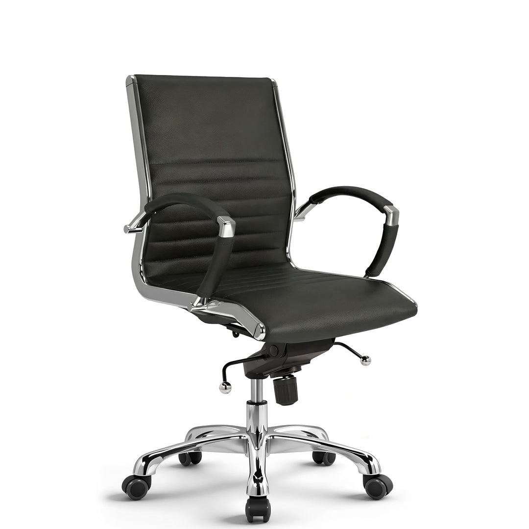VERSEE Premium Echt-Leder Bürostuhl Montreal in Schwarz - Ergonomischer Designstuhl für Büro und Hom