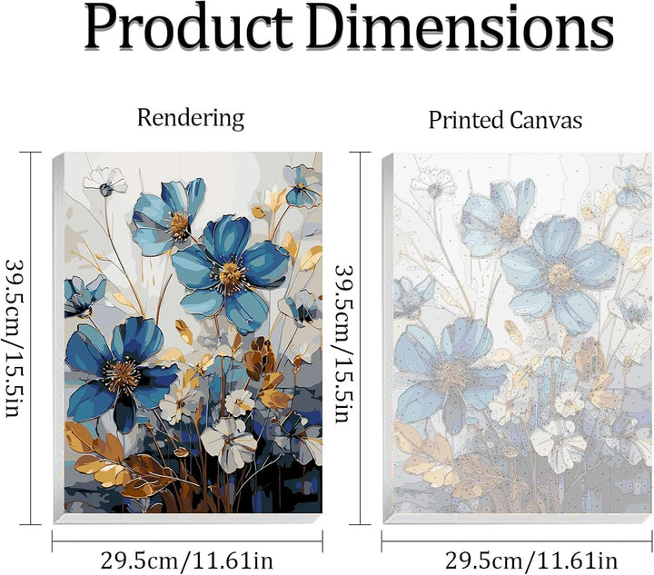 JATOK Malen Nach Zahlen Erwachsene mit Rahmen, Paint by Numbers Malen Nach Zahlen, DIY Blumen mit Pi