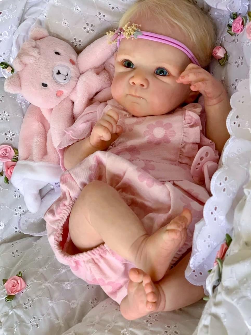 Zero pam Reborn Baby Vollsilikon Lebensecht-48CM Reborn Puppen Lebensecht, Silikon Baby Mädchen, Bab