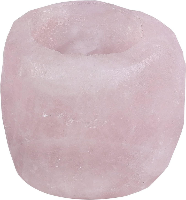 KYEYGWO Rosenquarz Natürlicher Oval Kristall Kerzenhalter Ornament, Heilung Stein Kerzenständer Poli