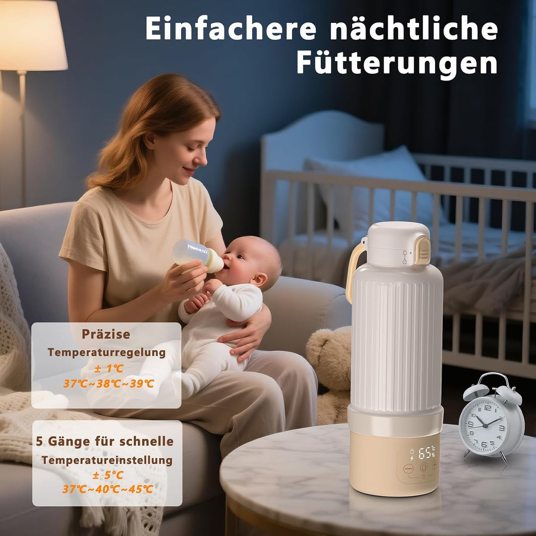 Tragbarer Flaschenwärmer Baby, 500ml Kapazität Flaschenwärmer Baby Unterwegs, Erwärmt Wasser Oder Mi