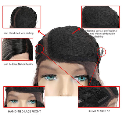 Début Lace Front Perücke für schwarze Damen Bob Perücke für weisse Damen Kunsthaar 24 cm 120g Grau G