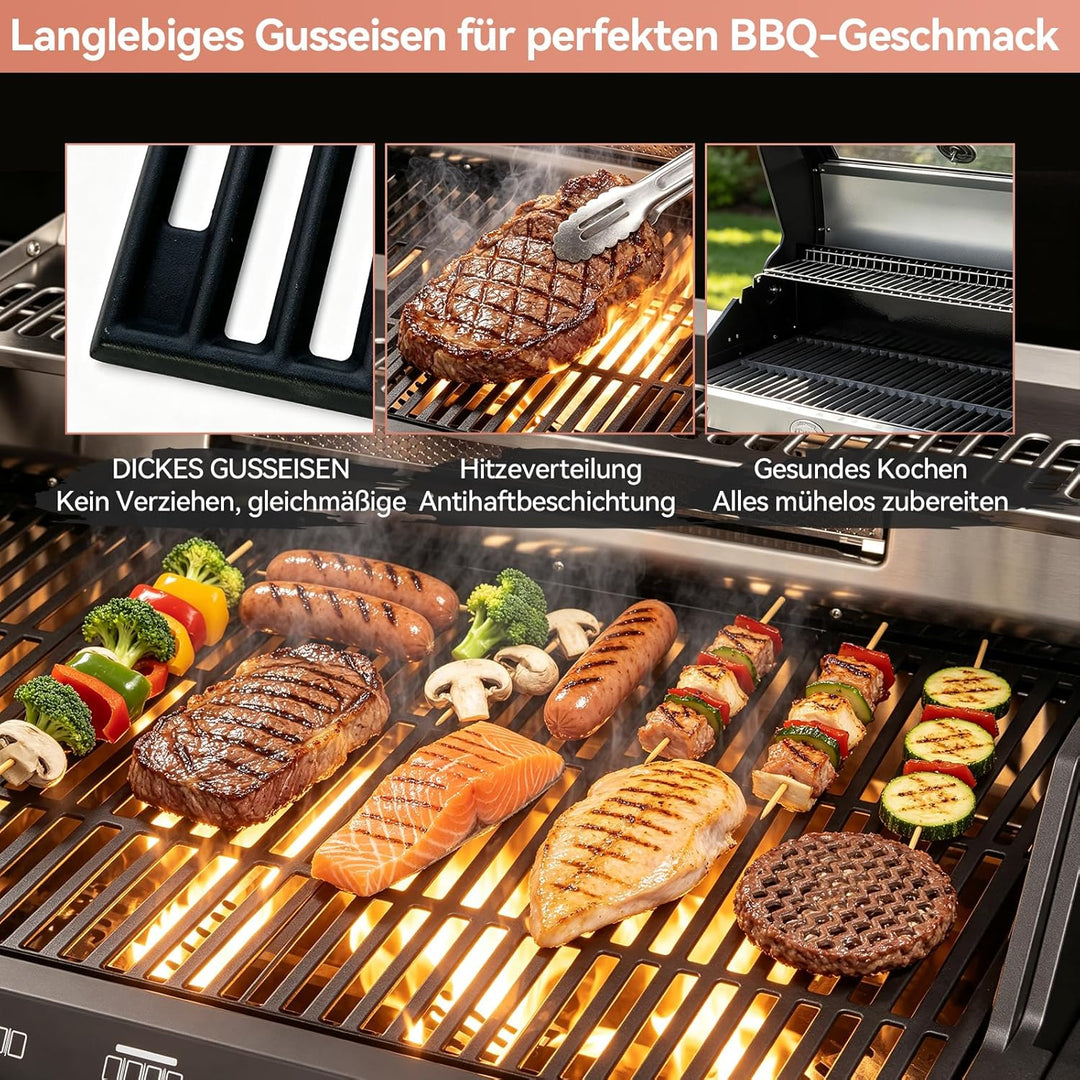 45 x 35 cm Gusseisen Grillrost für Rösle Videro G4-S, Allflame Prime 4, Grillrost Ersatz für Enders