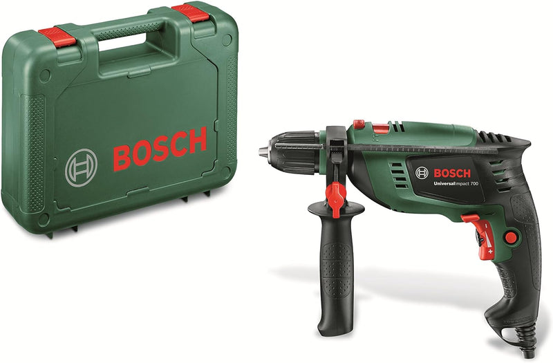 Bosch Schlagbohrmaschine UniversalImpact 700 (Zusatzhandgriff, Tiefenanschlag, Koffer, 700 Watt) + B