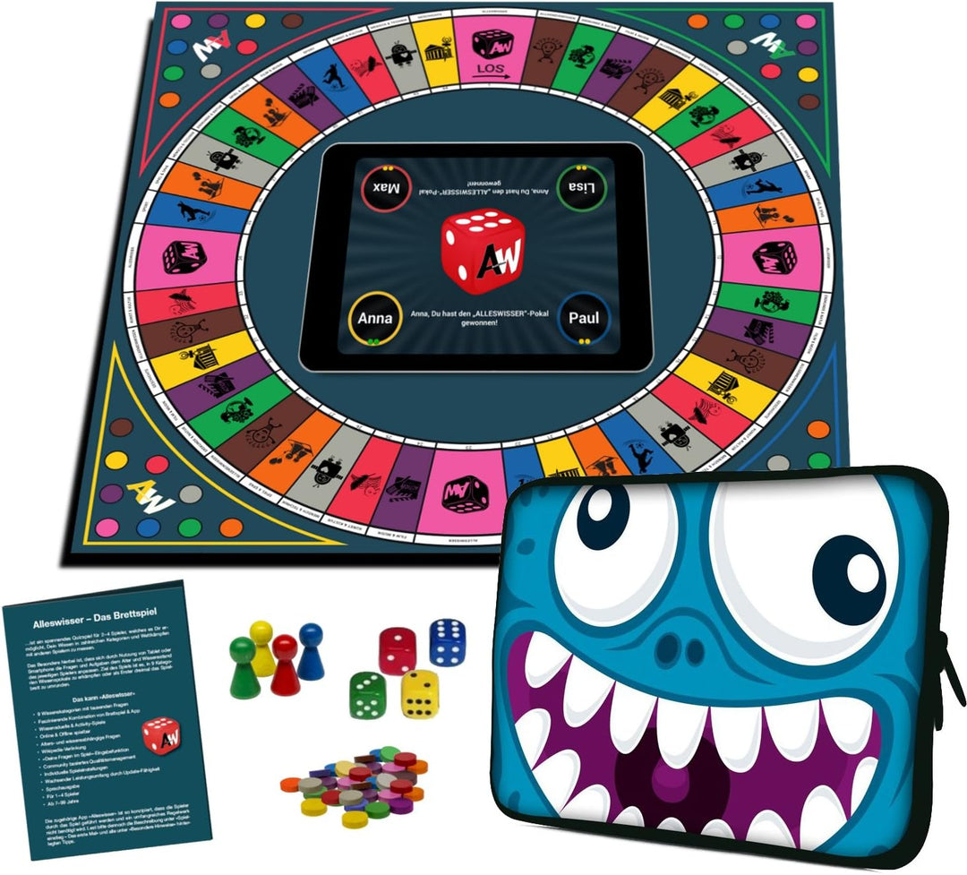 Alleswisser - Das Brettspiel, interaktives Quiz-, Wissens- und Familienspiel mit App für iOS und And