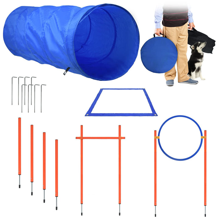 NAIZY Agility Set Hunde Gross Klein Beweglichkeit Trainings Set mit Hundetunnel &amp; Slalomstangen &amp; Ei