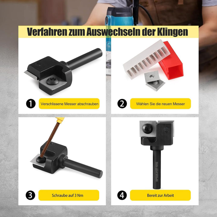 Trvoxviq Planfräser 8mm schaft 2 Flöten 25.4mm Planfräser mit 10 Austauschbaren Hartmetallmessern (1