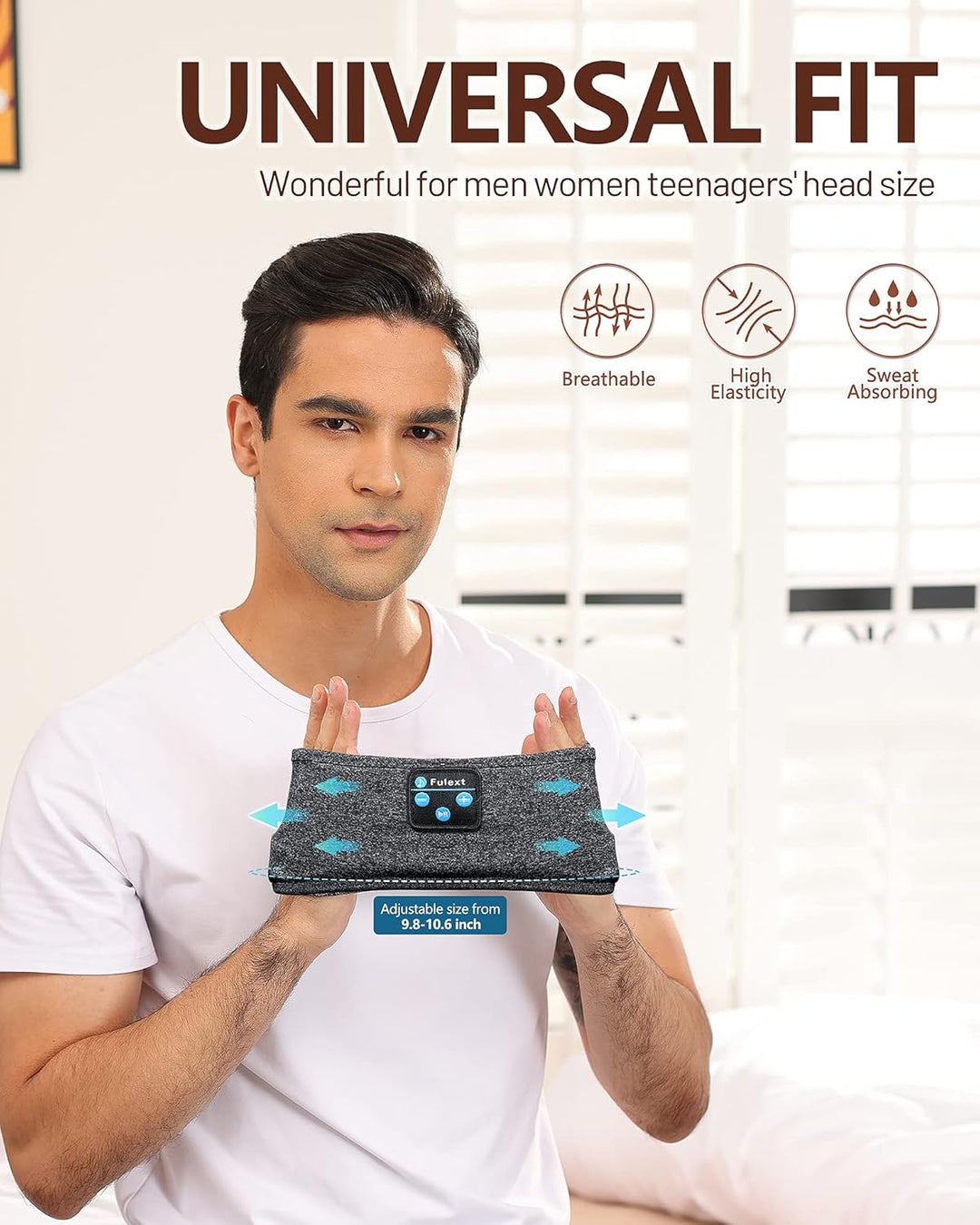 Voerou Schlafkopfhörer, Bluetooth-Kopfband, Schlafkopfhörer mit ultradünnen Lautsprechern für Seiten