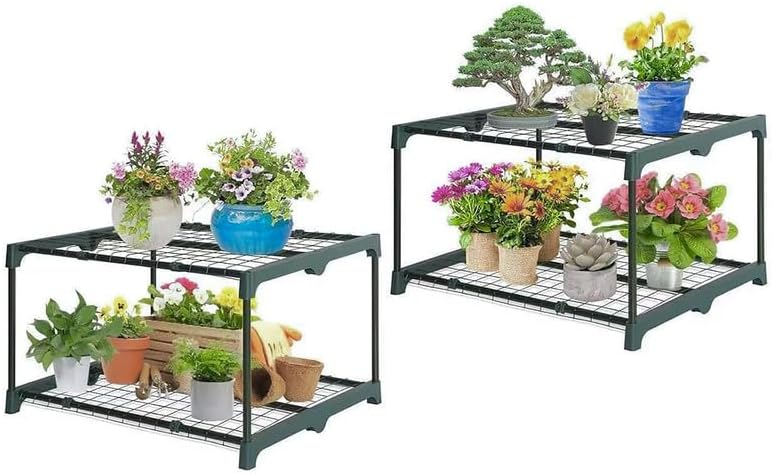 Pflanzenregal - Gartenregal 69x49x39 2er Set Pflanzenständer - Blumenständer Metall - Leiterregal -