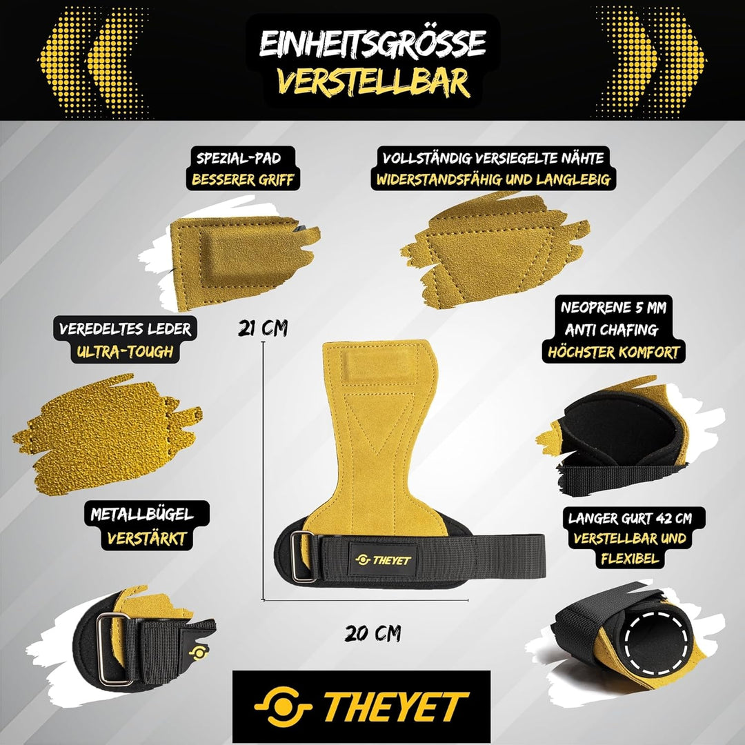 Theyet Crossfit Grips | Fitness Handschuhe Herren und Damen | Lifting Straps mit Handgelenkstütze |
