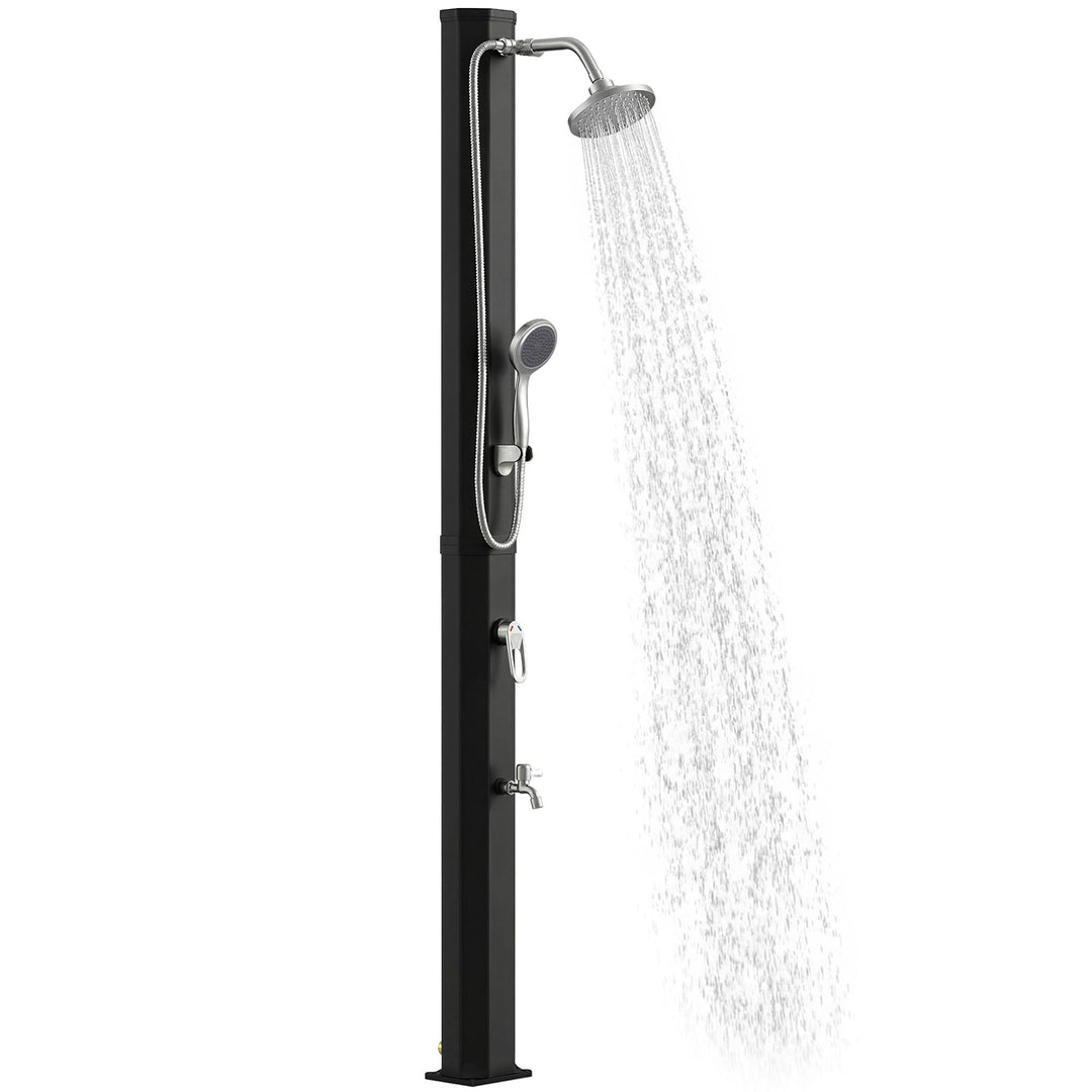 Outsunny Solardusche 35L Gartendusche mit Frostschutz schwenkbarem Regenduschkopf Wasserhahn, Garten