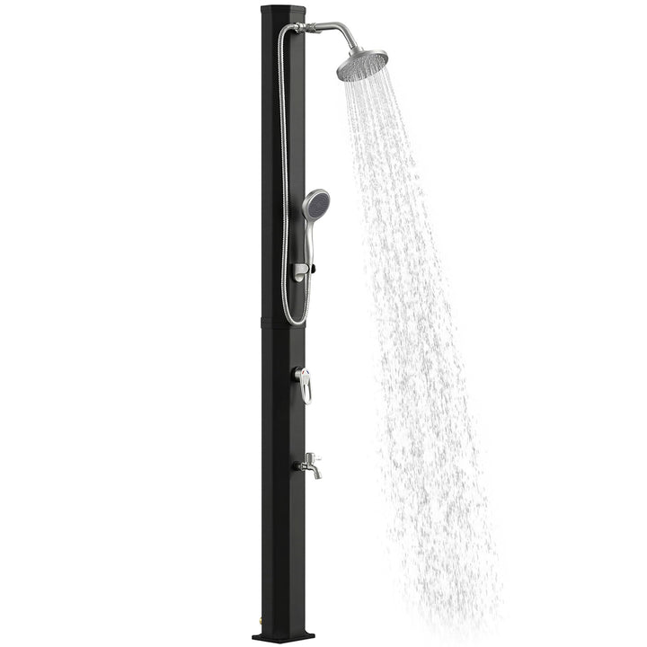 Outsunny Solardusche 35L Gartendusche mit Frostschutz schwenkbarem Regenduschkopf Wasserhahn, Garten