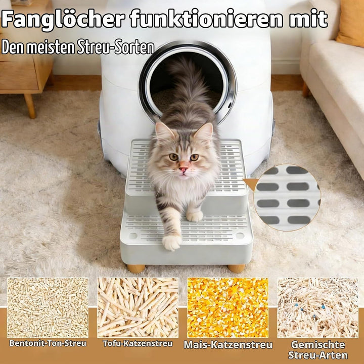Katzenklo Treppe Doppelstufig: Katzentreppe Für Katzentoilette Mit Filterfunktion, rutschfeste Katze