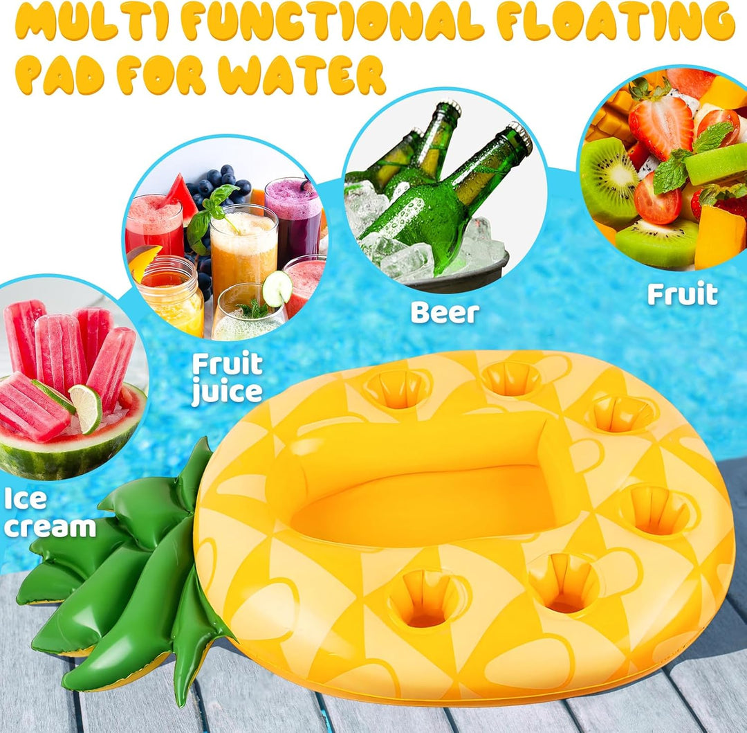 dellyy Pineapple Aufblasbare Getränkehalter, Pool 2in1 Getränke und Snackhalter, Aufblasbarer Geträn