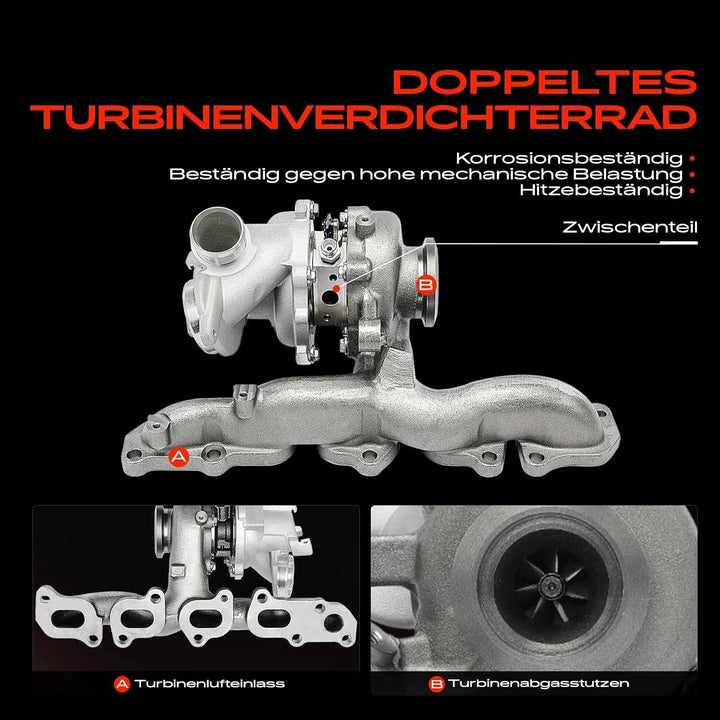 Frankberg Turbolader Abgasturbolader 3-Polig mit Dichtungen Kompatibel mit Superb III 3V3 1.6L Diese