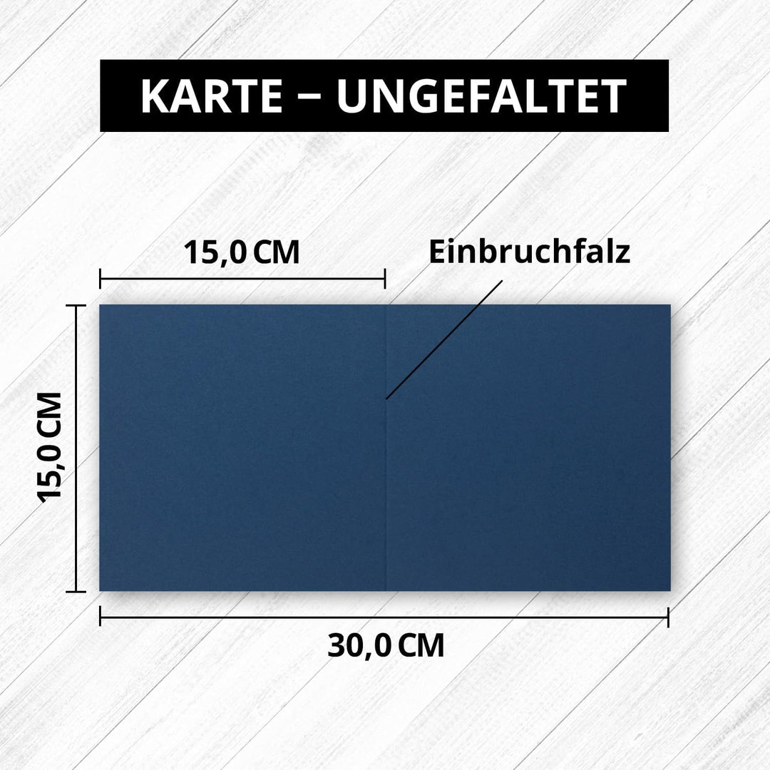 Quadratische Falt-Karten 15 x 15 cm - Nachtblau - 700 Stück - formstabil - für Drucker geeignet - fü