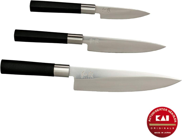 Kai Wasabi Black Messer-Set 67-W18, 3 ultrascharfe Kai-Messer + Kai Messerblock DM-0821