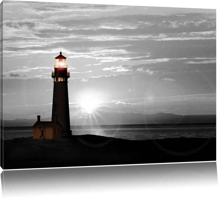 Pixxprint Leuchtturm im Sonnenuntergang als Leinwandbild/Grösse: 100x70 cm/Wandbild/Kunstdruck/ferti